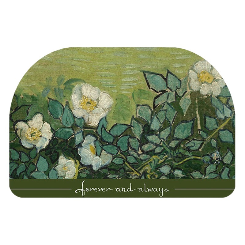 Bathroom Absorbent Mat Quick-drying Foot Mat Van Gogh Famous Painting Semi-round Diatom Mud Toilet Toilet Door Mat Anti-slip Mat