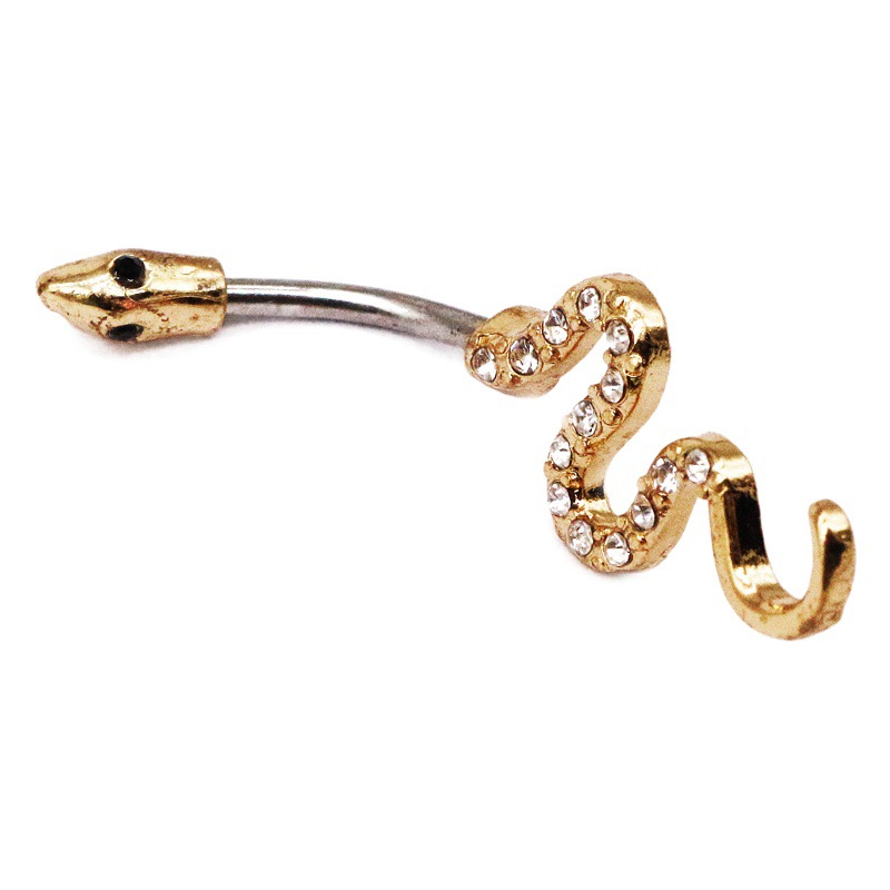 Gaibei European and American Cross-Border Snake-Shaped Navel Ring Navel Button Zodiac Navel Nail Body Piercing Jewelry Navel Nail Manufacturer Ready Stock