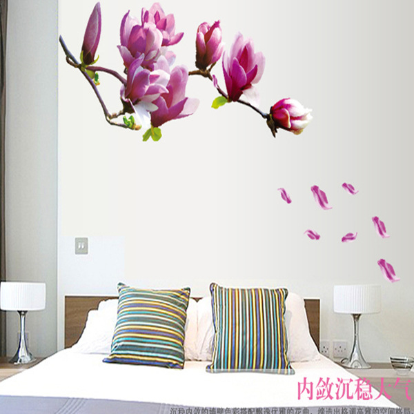 AY9157 Zhonglan Wholesale Foreign Trade Hot Love Silent Purple Flower Tv Background Wall Decoration Waterproof Removable Wall Sticker