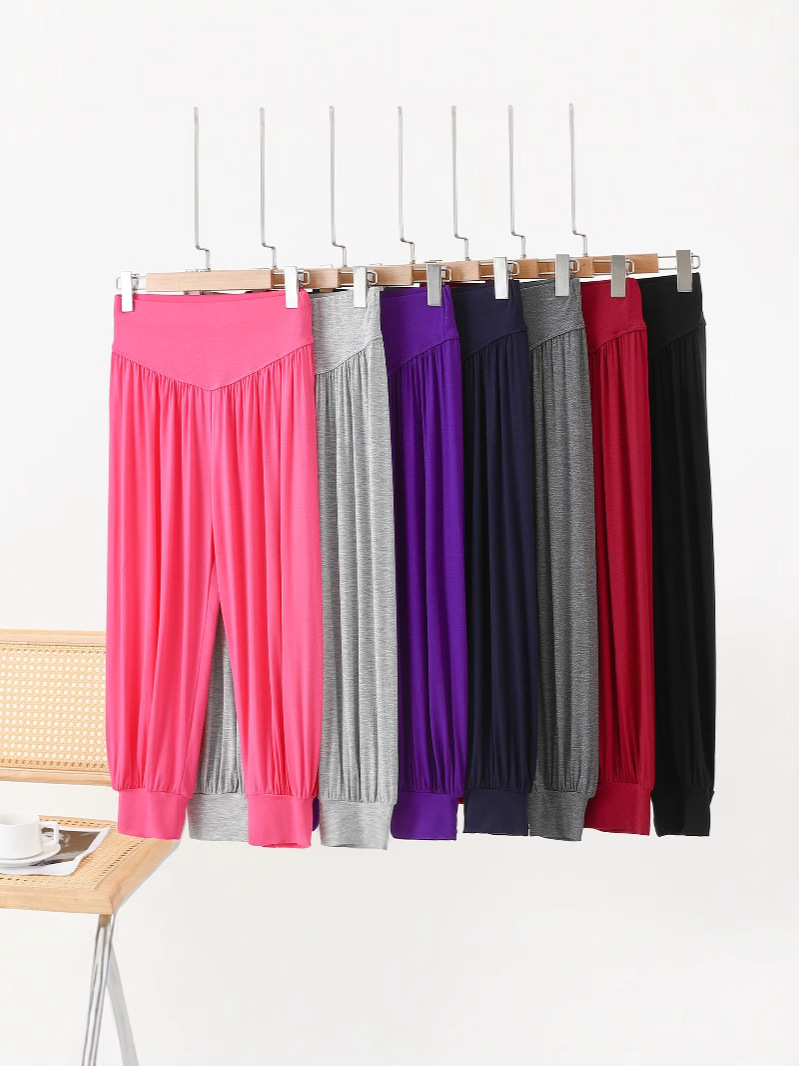 Modal Hallen Pants Women's Spring New Solid Color High Waist Dipped Loose Casual Sports Pants Yoga Dance Pants
