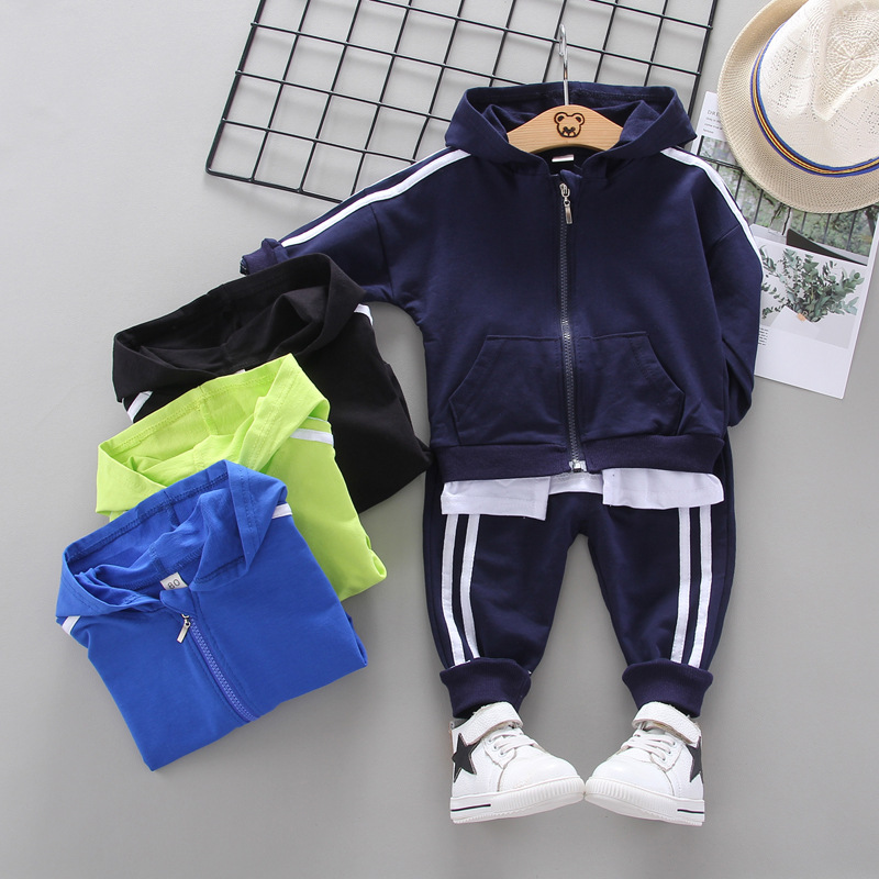 New Autum Kidsren's Clothing Set 5-Year-Old Baby Two-Bar Pull-Up Hoodie Long-Sleeved Pants Two-Piece Kidsren's Suit