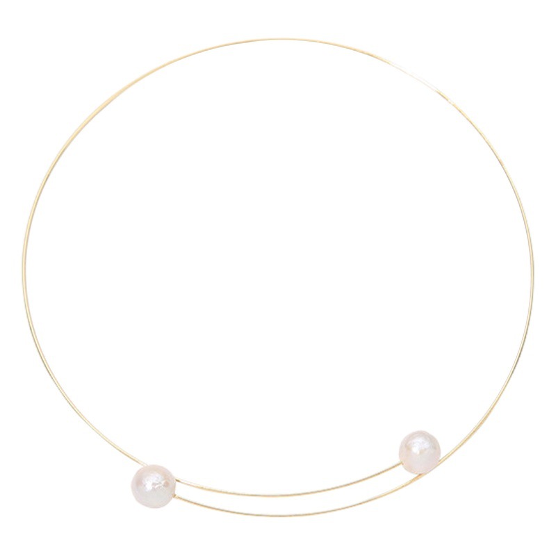 South Korea Niche Design Sense Natural Freshwater Pearl Collar Women's Cyber Celebrity Light Luxury Ins Retro Short Collarbone Neck Chain
