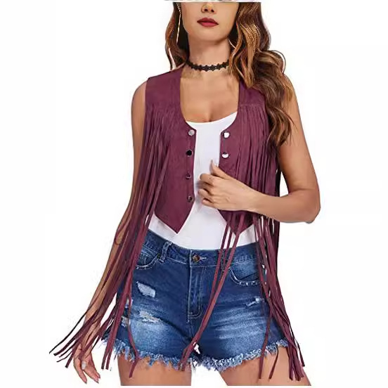Cross-border foreign trade Europe and the United States Amazon hot tassel suede vest women's long temperament hippie clothing tide