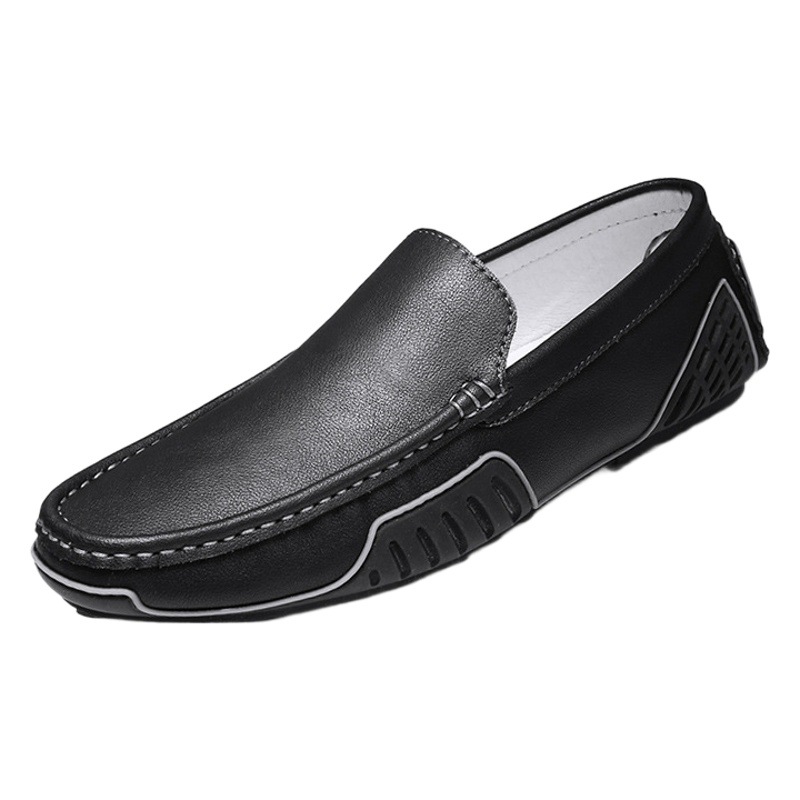 Picture of Cross-Border Large Size Men's Shoes Genuine Leather Beanie Shoes Summer Trend Breathable Casual Leather Shoes Korean Style Slip-On Driving Trendy Shoes