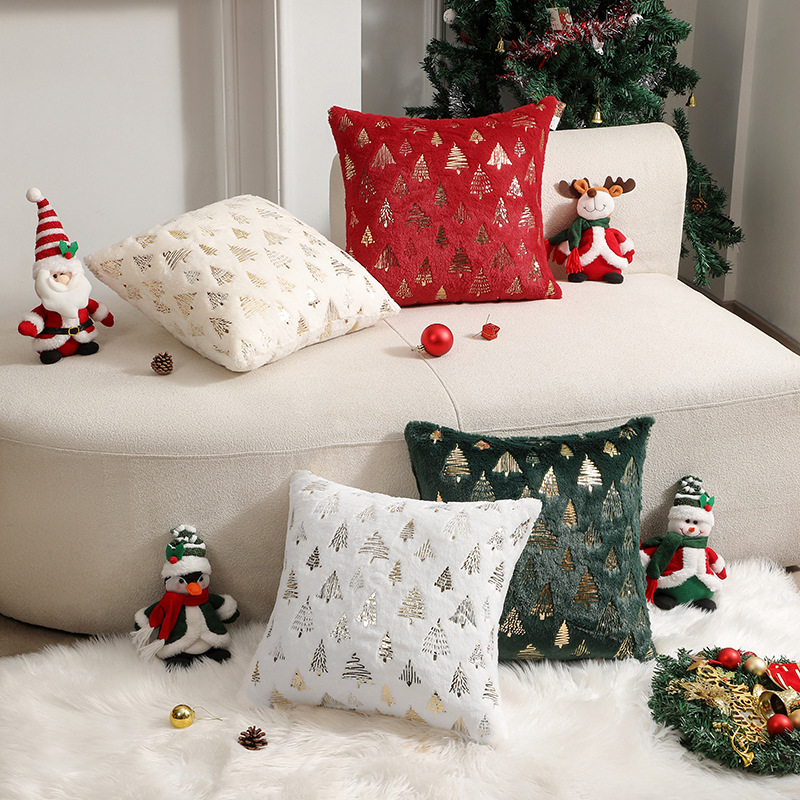 in stock new Christmas Christmas tree bronzing double-sided pillow cover cushion cover atmosphere decorative cushion cover a generation of hair