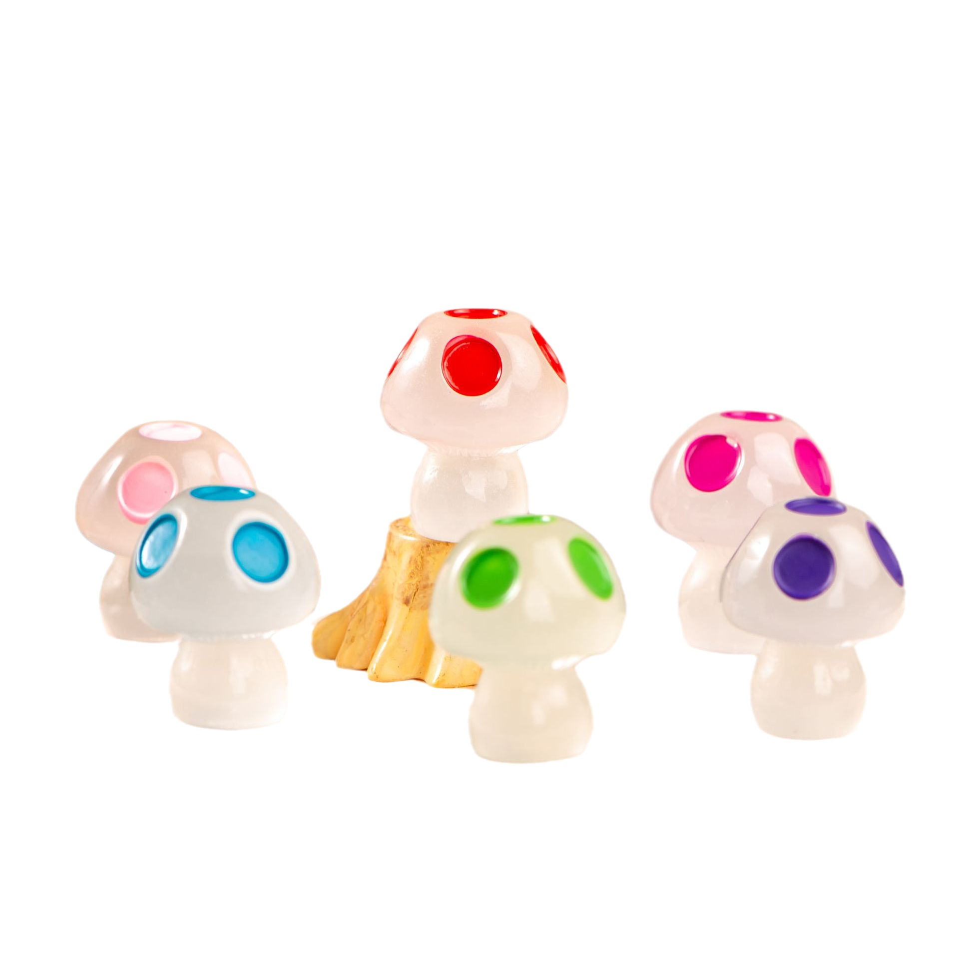 Picture of Luminous Mushroom Resin Small Ornaments Moss Micro Landscape Potted Plant Colorful Luminous Small Mushroom Decorations diy Accessories