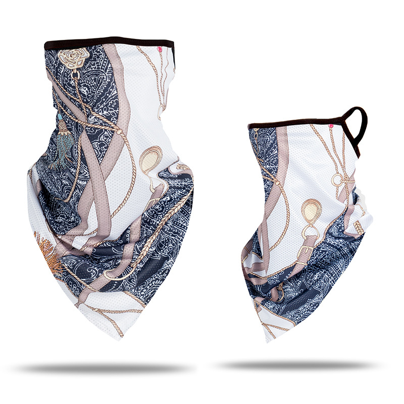 Picture of Ice Silk Ear Hanging Mask Triangle Towel Neck Set Mesh Sunscreen Outdoor Riding Fishing Windproof Scarf Men's and Women's Face Towel Summer