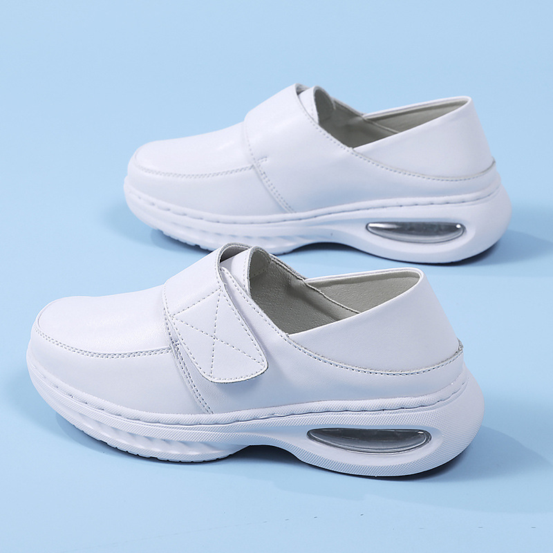 in stock autumn and winter nurse shoes leather women's air cushion soft bottom breathable non-slip black work shoes wholesale a generation of hair