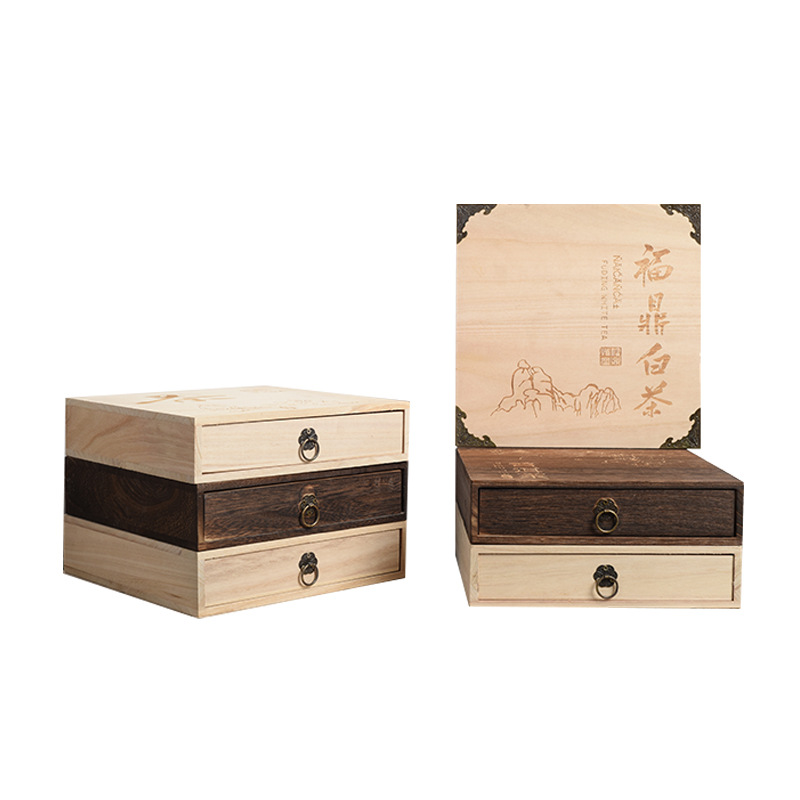 Picture of Wooden Tea Box Single Layer Double Layer Multi Layer Tea Cake Tea Storage Wooden Box Tea Cake Gift Packaging Wooden Box Wholesale