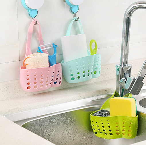Sink Drain Basket Wholesale Plastic Adjustable Snap-Type Kitchen Punch-Free Faucet with Rag Sponge Hanging Bag