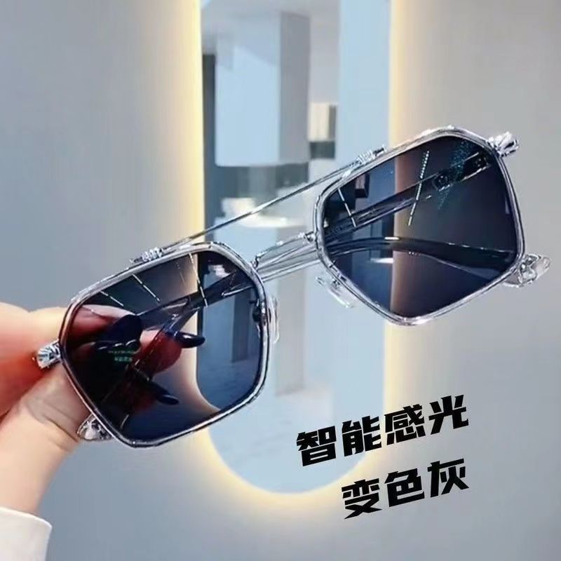 Day and Night Color-Changing Sunglasses for Men, Double-Beam Anti-Uv Driving, Handsome Thug Live Broadcast, Popular Sunglasses Trend