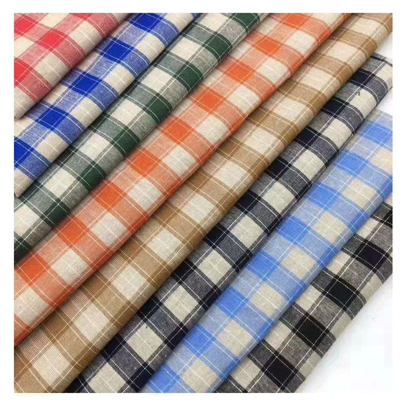 Spring and Summer Thin Cotton Yarn-Dyed 21-Count Plaid Fabric for Boys and Girls' Clothing, Shirts, Shorts Fabric, Classic Short-Sleeved Pure Cotton