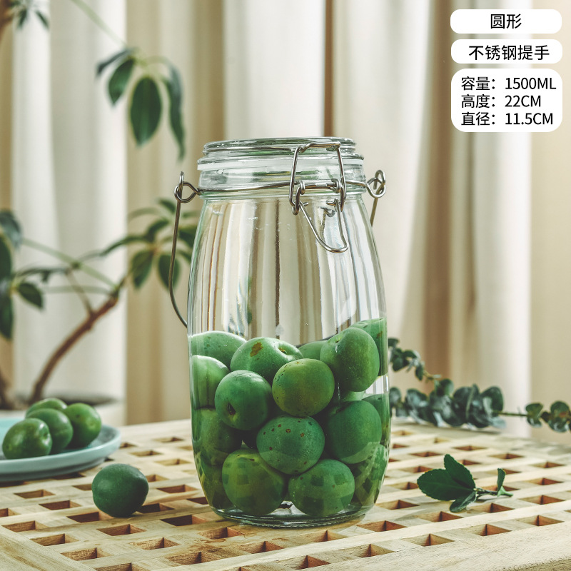 Picture of Wholesale sparkling wine glass bottle green plum bayberry wine bottle with tap brewing bottle household sealed pickled vegetable glass jar