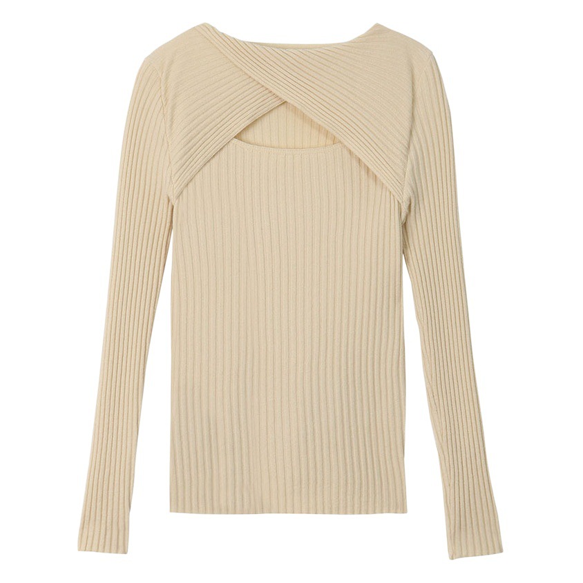 Picture of Designed Cut Out Long-Sleeved Knitwear Women's Autum K-Style New Slim Fit Elastic Inner Bottoming Top