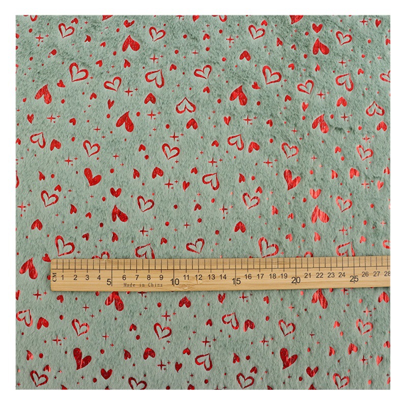 Plain little rabbit fur gilding little heart full polyester imitation rabbit fur printed flannel hat scarf fashion toy fabric