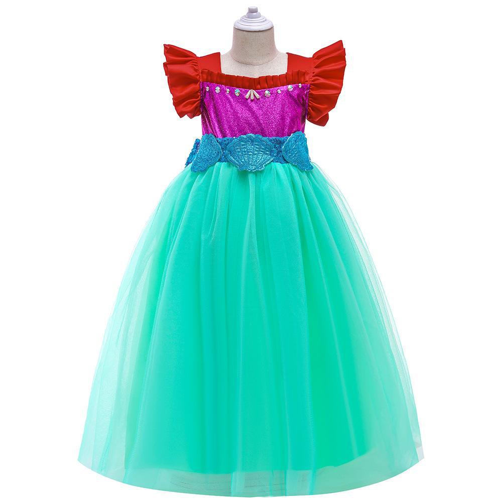 Halloween European and American Dress Girl Princess Dress Children's Dress Mermaid Mesh Puff Princess Show Dress
