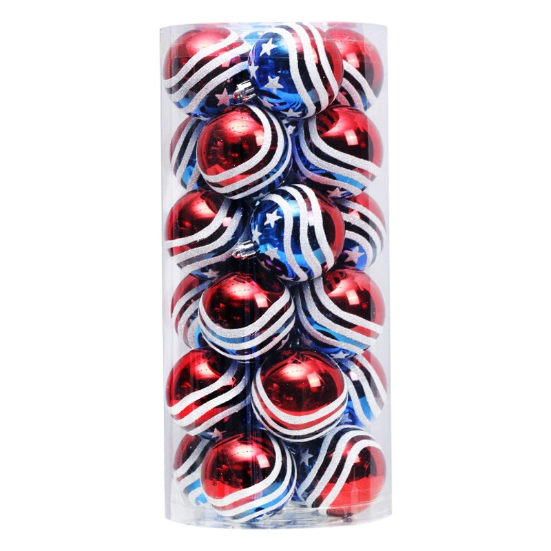 Cross-border spot 6cm/24 painted ball US flag Christmas ball Christmas tree pendant US Independence Day decorations
