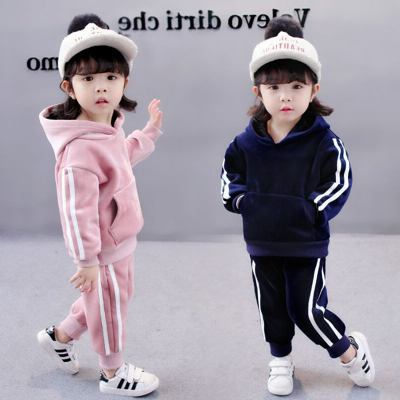 Boys Infant Fashion Spring Clothes Girls Children's Long-sleeved Sweatshirt Hooded Sweatshirt Striped Sports Pants Two-piece Set for Hair