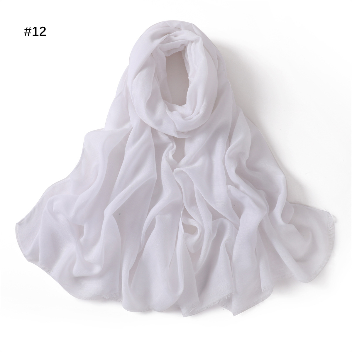 Picture of New fashion cotton and linen soft autumn and winter combed cotton monochrome short beard flat long scarf scarf scarf scarf scarf shawl in stock
