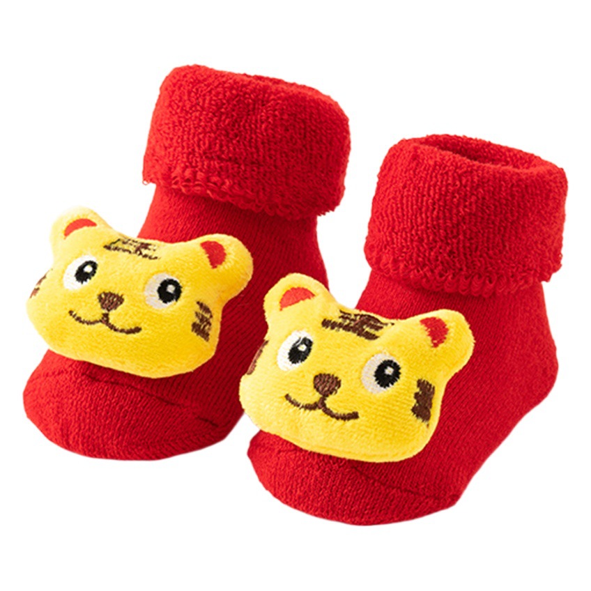 Picture of Newborn baby socks autumn and winter baby warm fleece-lined red terry non-slip Christmas floor socks toddler socks wholesale
