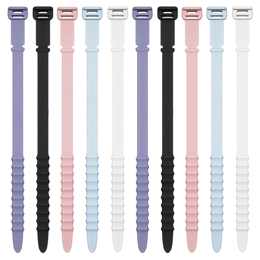Picture of 180mm Extended Silicone Cable Tie Organizer, Earphone Data Cable Storage Silicone Strap, Extended Version