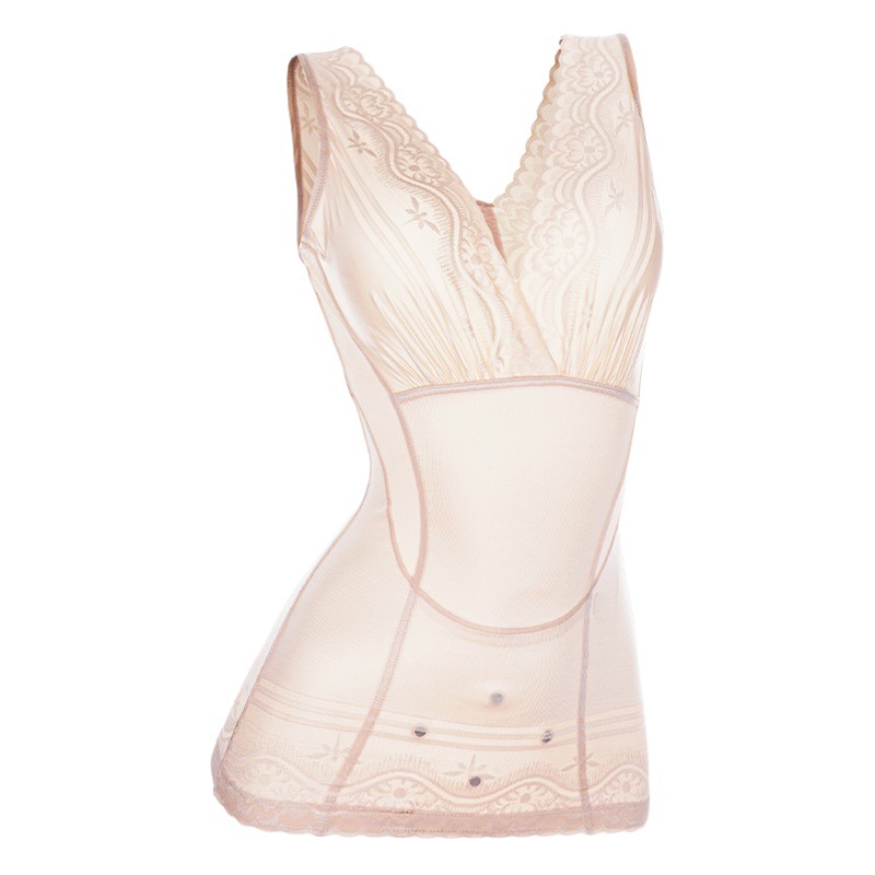 Summer 3360 Ultra-thin Ice Silk V-neck Lace Belly Waist Body Shaping Coat Push-up Body Top Vest Traceless
