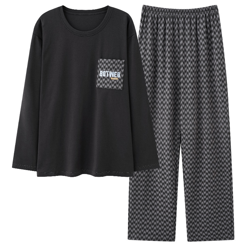 Picture of Men's Pajamas Spring and Autumn New Cotton Long-sleeved Trousers Men's Youth Casual High-end Home Clothes suit
