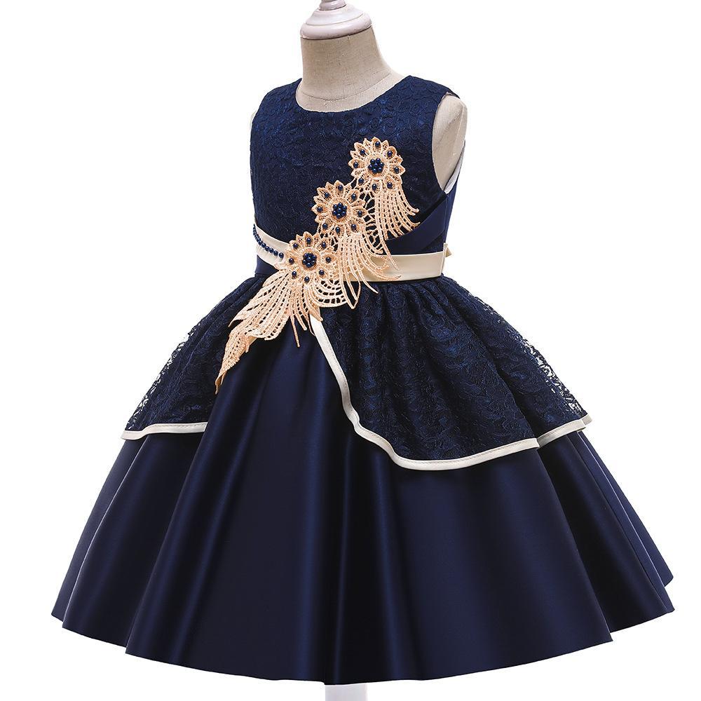 Picture of 2024 new cross-border children's dress lace embroidered bow applique costume princess dress manufacturers supply