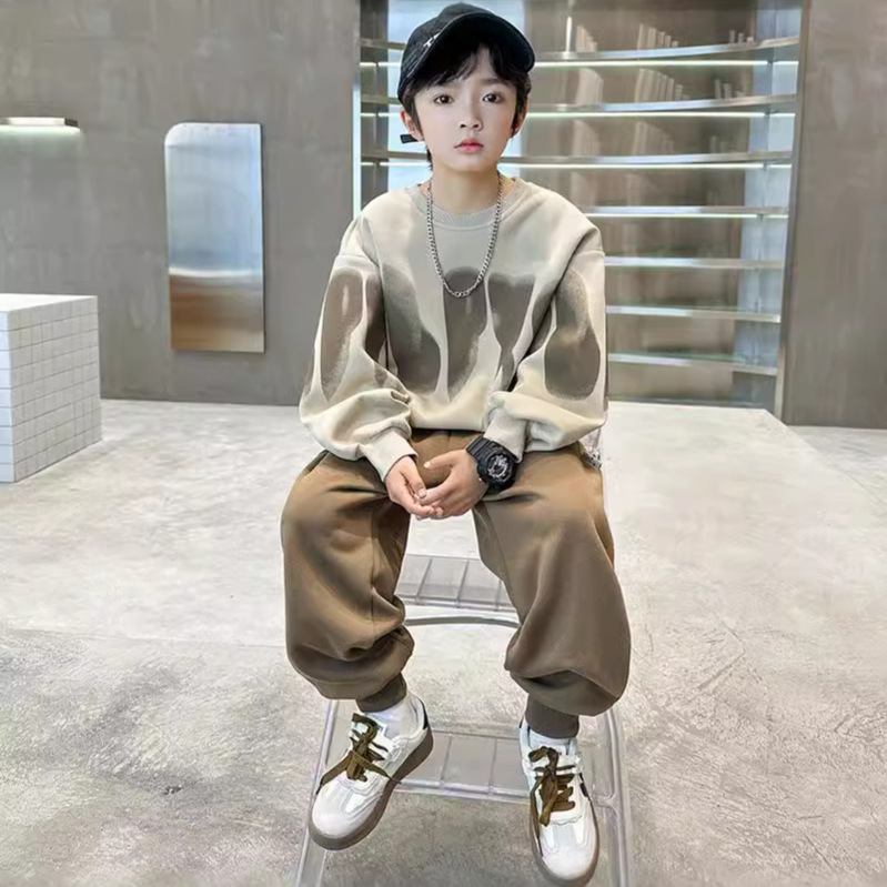 Children's Wear Boy's suit Children's Sportswear Autumn 2024 New Boy's Sweatshirt Han Fan Handsome Fashionable Spring and Autumn