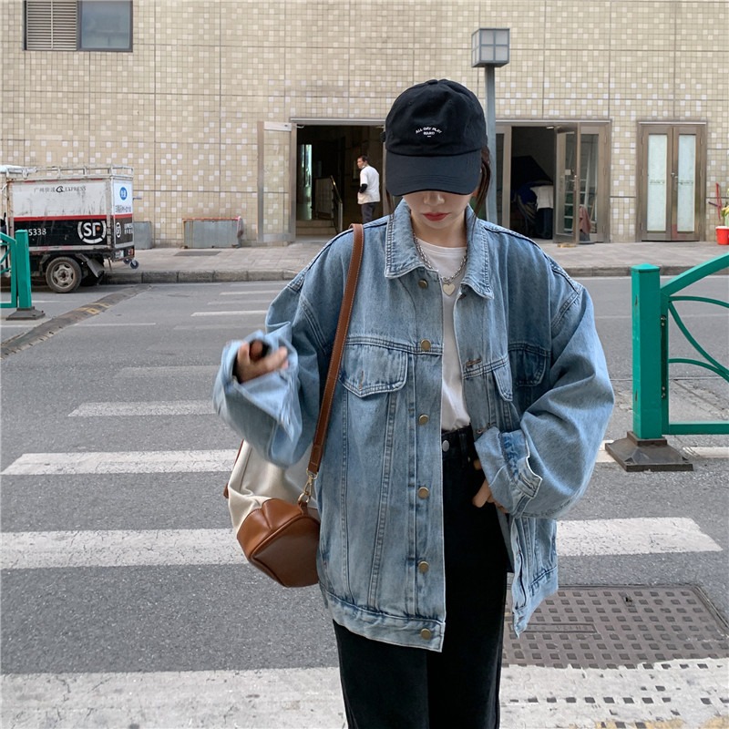 Picture of Denim Coat Women's Spring and Autumn New Korean Style Loose Slimming Lapel Long Sleeve Top Student's All-match Work Jacket