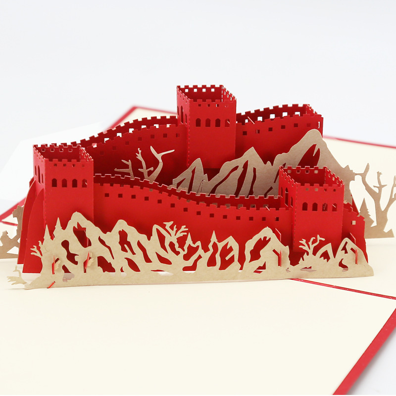 Picture of Creative National Day Wanli 3D three-dimensional greeting card patriotic Three-dimensional paper invitation travel greeting card wholesale