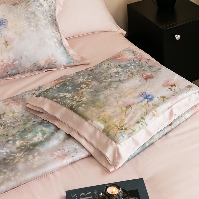 Picture of Light Luxury 100 Lyocell Tencel Summer Cool Quilt Four-Piece Set Air Conditioned Quilt Summer Quilt Advanced Sense Class A Maternal and Infant Quilt