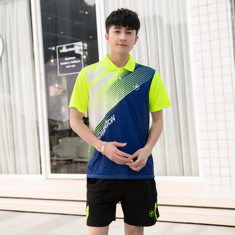 Picture of Badminton clothing men's suit women's running fitness sportswear short-sleeved T-shirt breathable quick-drying spring and summer one-piece delivery