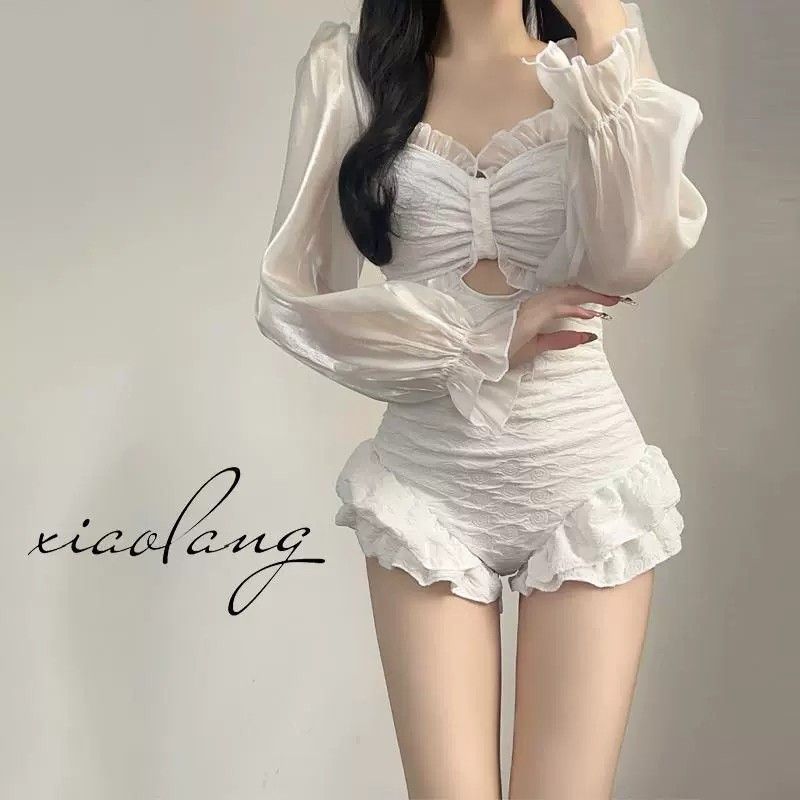 Picture of Pure Desire Wind Soaking Hot Spring Swimsuit Women's High-end Long-sleeved Conservative 2025 New Style Small Chest Gathering Slight Fat Girl's Slimming