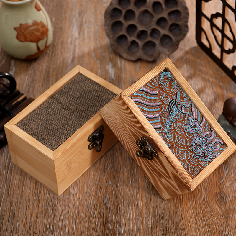 Picture of Solid Wood Flip Tea Cup Box Light Luxury Wooden Tea Set Gift Box Tea Cup Teapot Packaging Wooden Box Storage Box