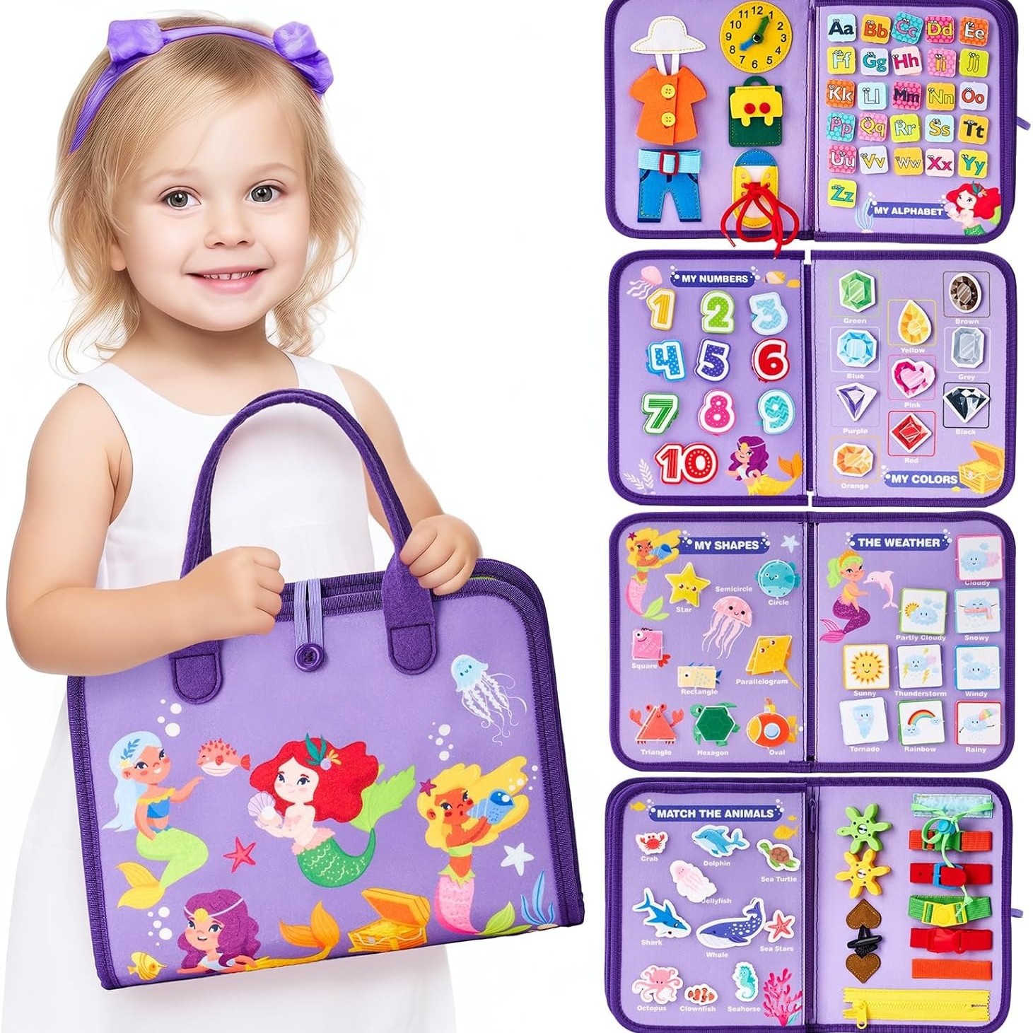 Cross-border Early Education Learning Board Puzzle Puzzle Toy Felt Learning Board Children's Activity Board Felt Busy Board