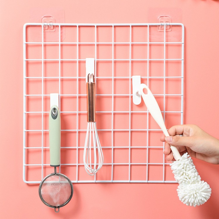 Picture of Kindergarten Wall Mesh Grids Iron Mesh Goods White Photo Wall Mesh Frame Wire Grids Mesh Supermarket Wall Storage Rack