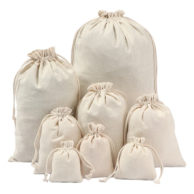 Cotton bag drawstring bag in stock wholesale Wenwan jewelry gift packaging travel storage drawstring cotton drawstring bag