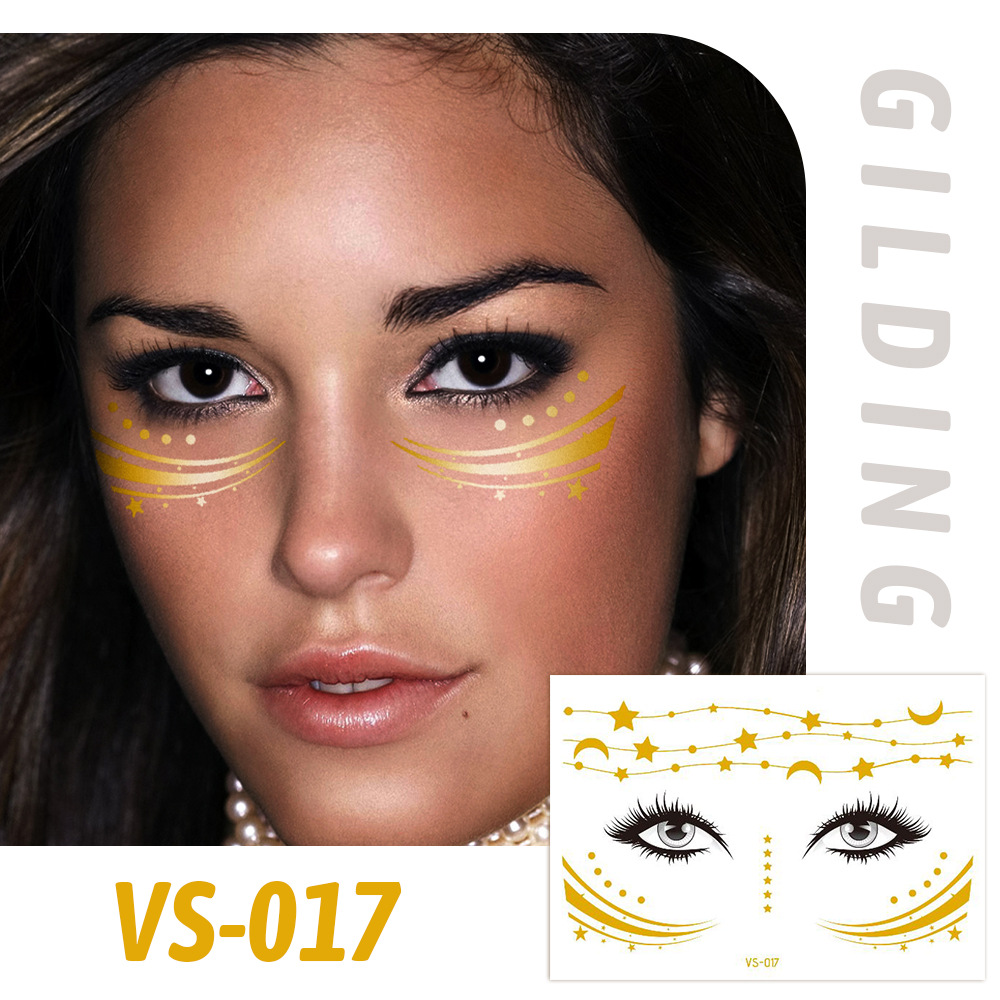 Picture of Cross-border Supply Waterproof Bronzing Electric Syllable Tattoo Sticker European and American Carnival Party Face Sticker Masquerade Freckles