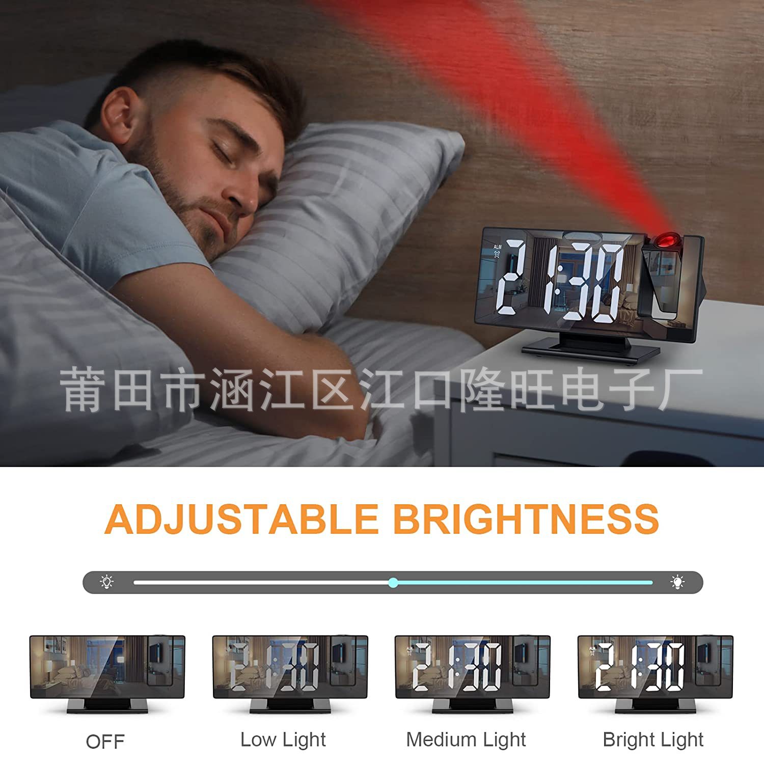 Picture of Amazon mirror multi-function LED projection clock student silent color screen desk clock electronic digital smart alarm clock