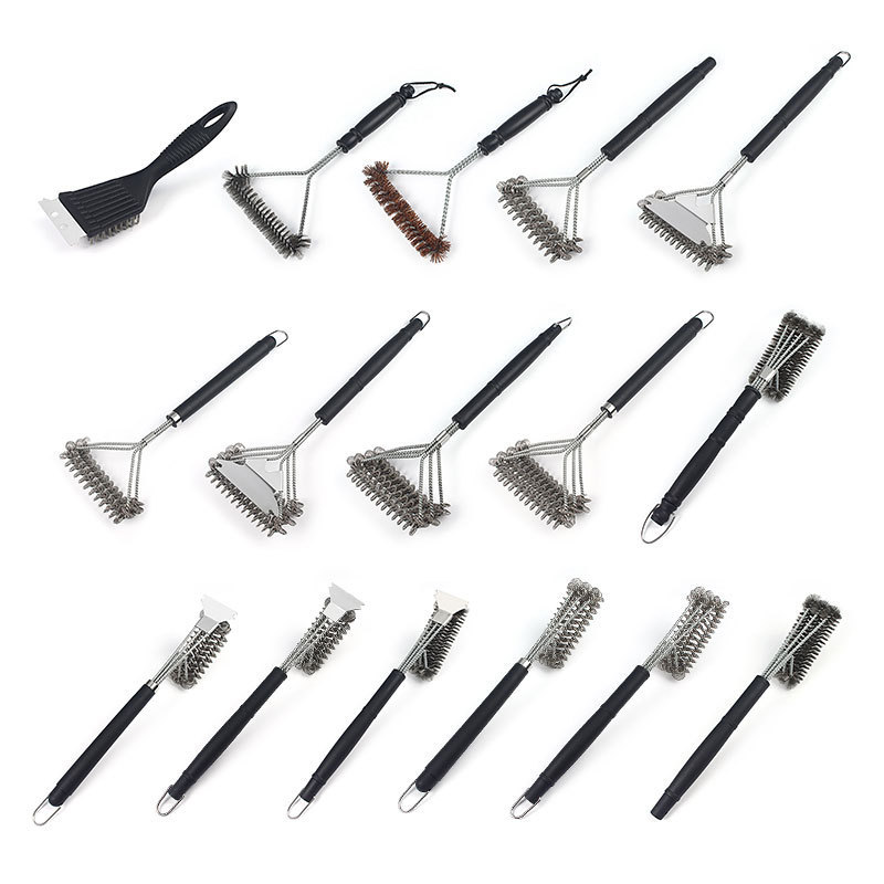 Picture of Factory wholesale barbecue wire brush copper wire brush barbecue net cleaning brush long handle curling brush spring steel wire brush