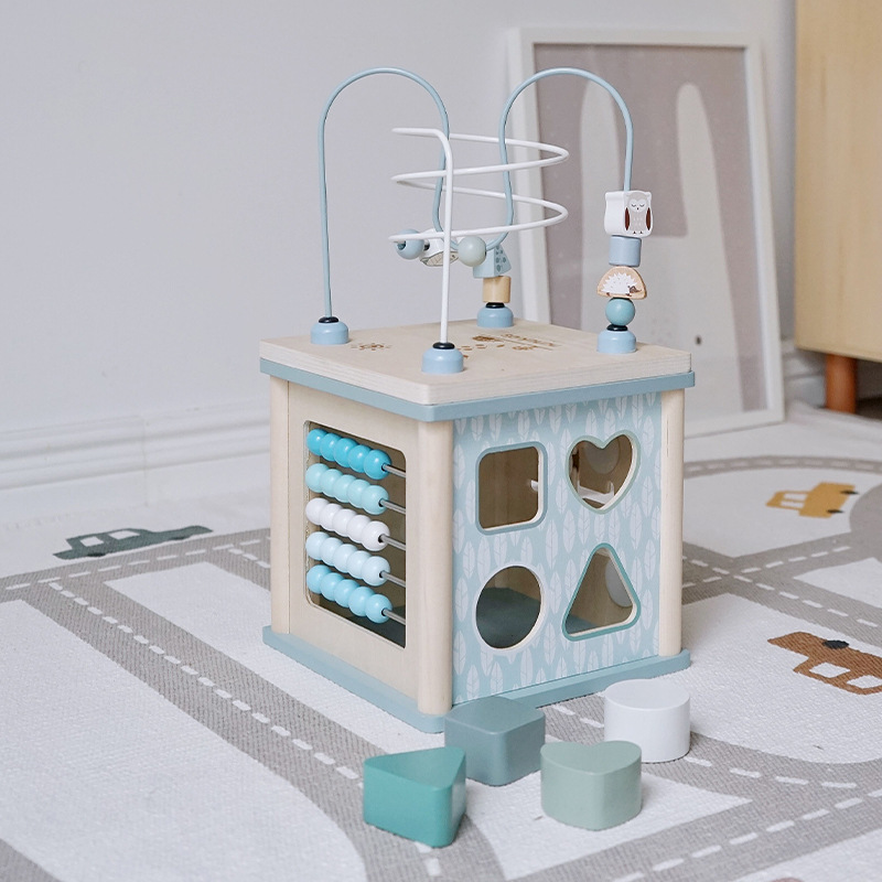 Picture of Wooden 1-3 Years Old Multifunctional Beaded Clock Beaded Building Blocks Treasure Boxes for Boys and Girls One Year Old Intellectual Toys