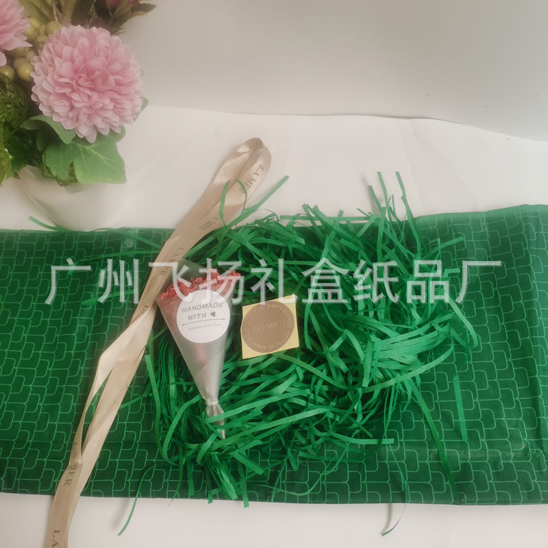 Green Shirley paper gift box accessories ribbon raffia grass flower gift packaging