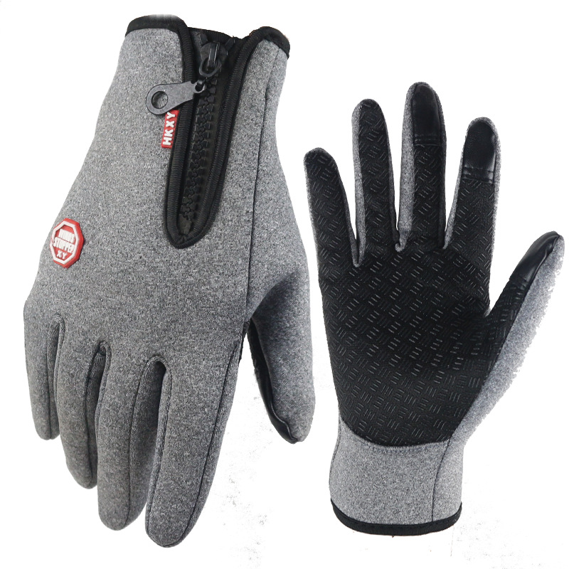 Picture of Touch Screen Gloves Winter Warm Fleece Gloves for Men and Women Cycling Outdoor Sports Non-Slip Snow Mountaineering Zipper Motorcycle