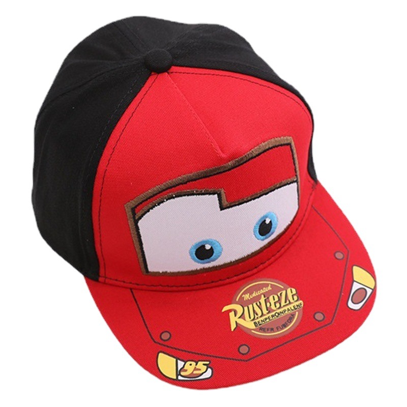 Picture of Korean Car Children's Flat Brim Baseball Cap Spring and Autumn New Cartoon Lightning Mcqueen Boys and Girls Hip-Hop Hat Wholesale