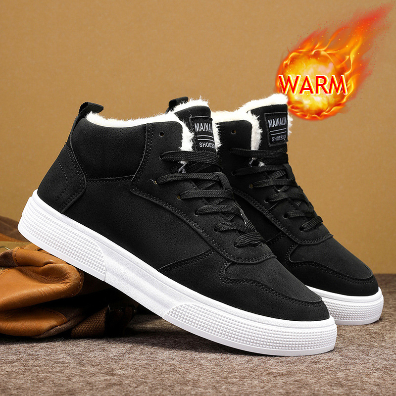 Cross-border plus size men's shoes high-top cotton shoes men's winter warm fleece-lined casual shoes foreign trade fashion sneaker