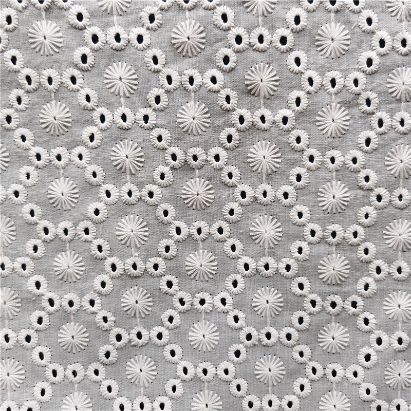 Cotton perforated computer embroidery fabric White Hollow full embroidery fabric spring and summer new cotton embroidery fabric