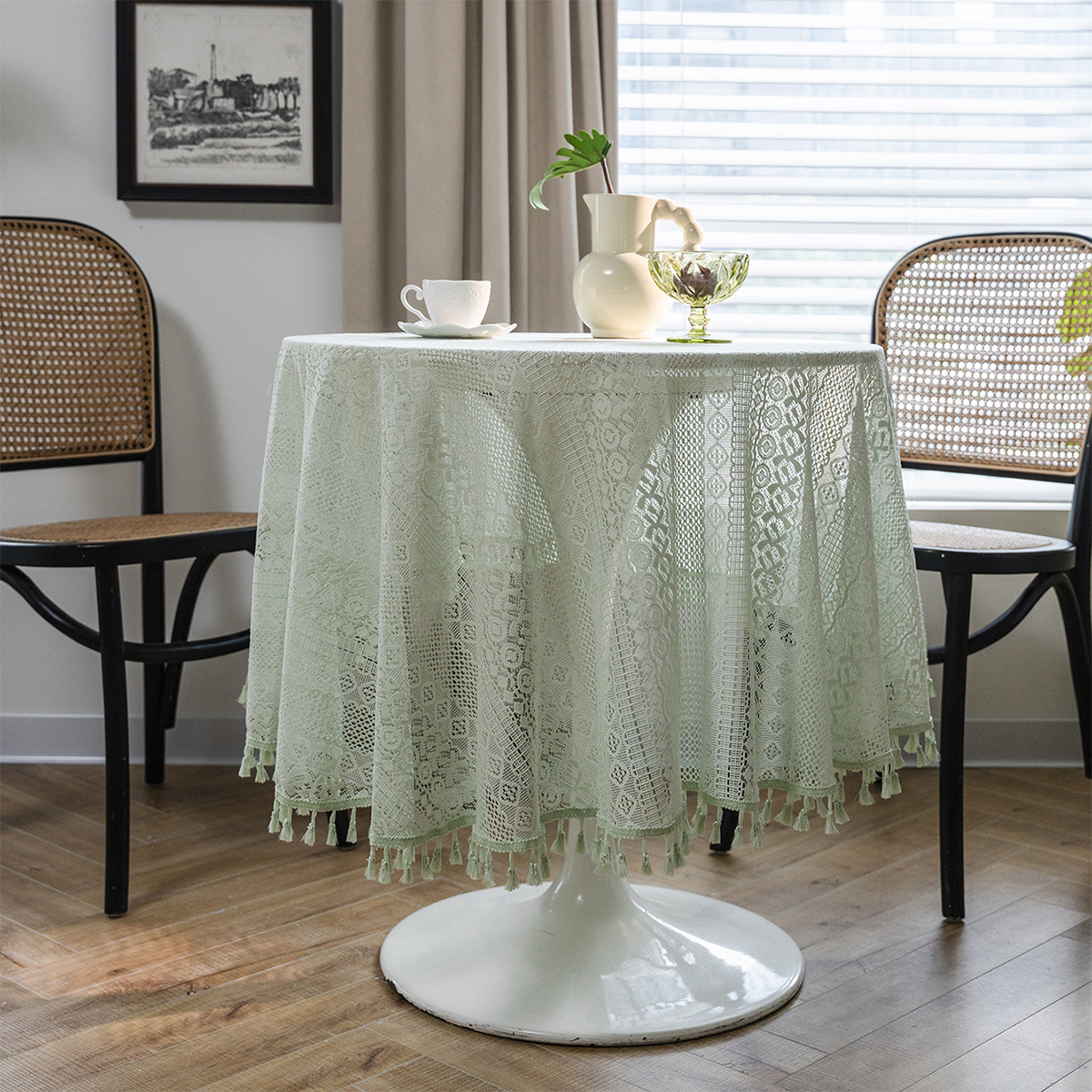 Picture of Yiman Qi Yun Mori Pastoral Crochet Cover Towel Tablecloth Woven Tablecloth Hollow Tablecloth Tablecloth Towel Shooting Props
