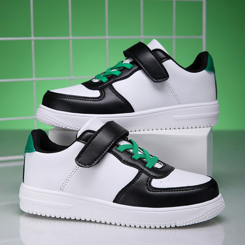 New Boys' sneaker 2024 Leather Waterproof All-match Breathable Children's Sneakers for Middle and Big Children and Students White Shoes