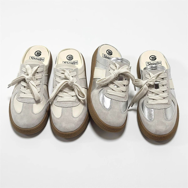 Fashionable Baotou Half Slippers Women's Wholesale Spring and Autumn Outerwear Slip-On Lazy White Casual Moral Training Shoes Flat Sandals